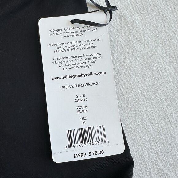 90 Degree Reflex Womens Black Legging Workout Pants M Crop High Waist - Picture 6 of 7